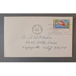 J) 1969 CANADA, AIRPLANE, WITH SLOGAN CANCELLATION, AIRMAIL, CIRCULATED COVER, FROM CANADA TO CALIFORNIA