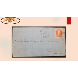 O) 1873 CHILE, CORICO, DATE CANCELLATION, CHRISTOPHER COLUMBUS, 5 centavos, CIRCULATED TO SANTIAGO