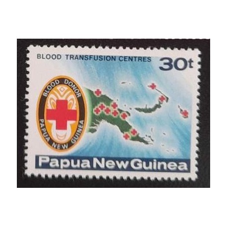 SO) PAPUA NEW GUINEA MAP RED CROSS 30T MNH