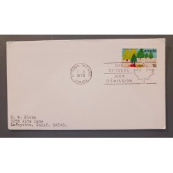 J) 1970 CANADA, TREE, WITH SLOGAN CANCELLATION, AIRMAIL, CIRCULATED COVER, FROM CANADA TO CALFORNIA