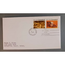 J) 1974 CANADA, INDIGENOUS PEOPLE ON THE PACIFIC COAST, MULTIPLE STAMPS, AIRMAIL, CIRCULATED COVER, FROM CANADA TO CALIFORNIA