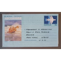 J) 1991 AUSTRALIA, AEROGRAMME, AIRMAIL, CIRCULATED COVER, FROM ASTRALIA TO NEW YORK