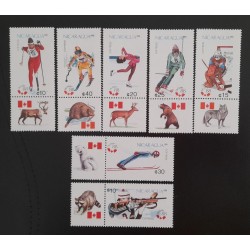 SO) 1988 NICARAGUA, WINTER OLYMPIC GAMES CANADA, STAMPS WITH HEEL, MNH