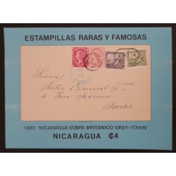 SO) NICARAGUA, BRITISH COVER, RARE AND FAMOUS STAMPS SOUVENIR SHEET, XF