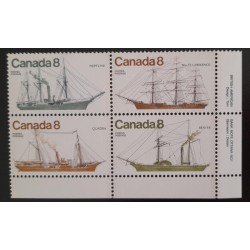 SO) CANADA, BOATS, BLOCK OF 4, MNH