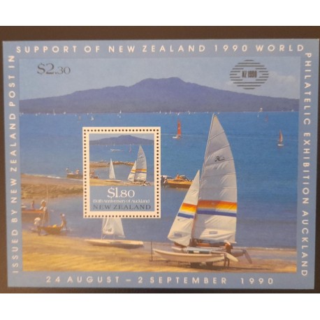 SO) NEW ZEALAND, SAILING, NEW ZEALAND SUPPORT WORLD CUP 1990, MNH SOUVENIR LEAFLET