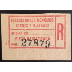 SO) MEXICO, REGISTERED PART LABEL, UNITED MEXICAN STATES CORREOS Y TELEGRAFOS, MNH