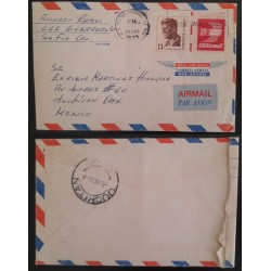 SO) 1975 USA, KENNEDY, CIRCULATED AIR MAIL TO MEXICO