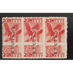 SO) 1940 MEXICO, 2CENT, TAX STAMPS WITH CHECK, RECEIVED MNH