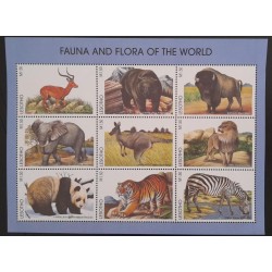 SO) LESOTHO FAUNA AND FLORA, ANIMALS, ELEPHANT, BEAR, ZEBRA, LION, SOUVENIR SHEET, MNH