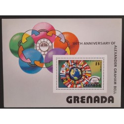 SO) GRENADA 100TH ANNIVERSARY OF ALEXANDER GRAHAM BELL, TELEPHONE, MNH FLAGS
