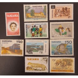 SO) 1986 TANZANIA, VARIETY OF THEMES EMAS, WILDLIFE, TRAIN, FISH, GIRAFFE, MNH
