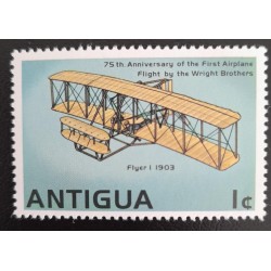SO) ANTIGUA, PLANE, FLYER 1, 75 ANNIVERSARY OF THE FIRST AIRPLANE, MNH