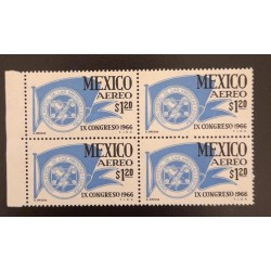 SO) 1966 MEXICO BLOCK OF 4, IX POSTAL UNION CONGRESS, MNH