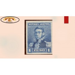 O) 1893 ARGENTINA, INDIA PAPER, PROOF, SAN MARTIN SCT 103 1 peso lake, MNH