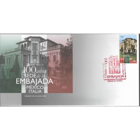 J) 2022 MEXICO, 100 YEARS OF THE EMBASSY OF MEXICO IN ITALY, FDC