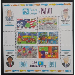 SO) 1991 PALAU, PALAU PEACE CORPS, DRAWINGS SOUVENIR SHEET MNH