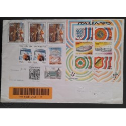 SO) 1990 ITALY, FOOTBALL WORLD CUP, OLYMPICS, STADIUMS, CIRCULATED COVER WITH STAMPS AND SOUVENIRS