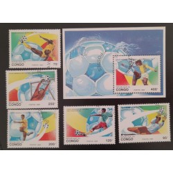 SO) 1993 CONGO FOOTBALL WORLD CUP SOUVENIRS AND USED STAMPS