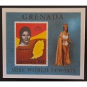 SO) 1971 GRENADA, MISS WORLD SILK PRINT