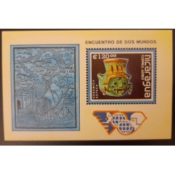 SO) NICARAGUA MEETING OF TWO WORLDS, AZTEC POTTERY BLADE SOUVENIR MNH