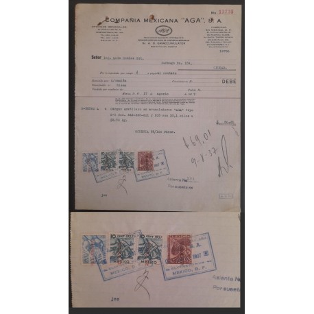 SO) 1937 MEXICO, PAYMENT RECEIPT WITH TAX STAMPS