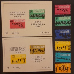 SO) 1967 MEXICO GAMES OF THE XIX OLYMPICS SOUVENIRS AND STAMPS MNH