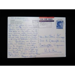 J) 1959 ITALY, POSTCARD, WITH SLOGAN CANCELLATION, AIRMAIL, CIRCULATED COVER, FROM ITALY TO VIRGINIA