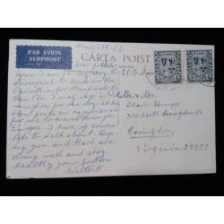 J) 1966 IRELAND, SHIELD, MULTIPLE STAMPS, POSTCARD, CIRCULATED COVER, FROM IRELAND TO VIRGINIA