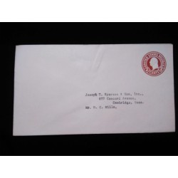 J) 1913 UNITED STATES, 2 CENTS RED, POSTAL STATIONARY, CIRCULATED COVER, FROM USA TO MASSACHUSSETTS, XF