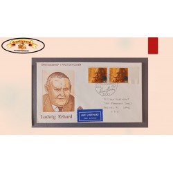 O) 1987 GERMANY, LUDWING ERCHARD, ECONOMIST, CHANCELLOR 1963-1966, MIT LUFTPOST, AIRMAIL, CIRCULATED TO USA