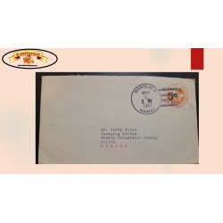 O) 1947 HAWAII, HONOLULU, POSSESSION, AIR POST STAMPED ENVELOPE, SURCHARGED 6c orange, CIRCULATED TO KANSAS