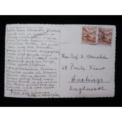 J) 1966 SWITZERLNAD, LANDSCAPE, PAIR, POSTCARD, CIRCULATED COVER, FROM, SWITZERLAND TO ENGLAND