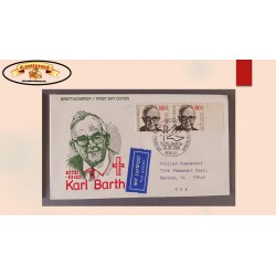 O) 1986 GERMANY, KARL BARTH, PROTESTANT THEOLOGIAN, MIT LUFTPOST, CIRCULATED COVER XF