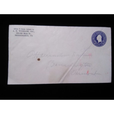 J) 1913 UNITED STATES, POSTAL STATIONARY, 3 CENTS, AIRMAIL, CIRCULATED COVER, FROM USA TO VIRGINIA