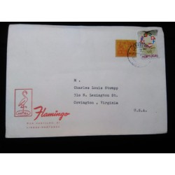 J) 1967 PORTUGAL, SHIELD, FLAGS, FLAMINGO, AIRMAIL, CIRCULATED COVER, FROM PORTUGAL TO VIRGINIA