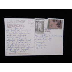 J) 1927 PANAMA, REHABILITATION OF MINORS, CHURCH OF SAINTS, MULTIPLE STAMPS, POSTCARD, AIRMAIL, CIRCULATED COVER
