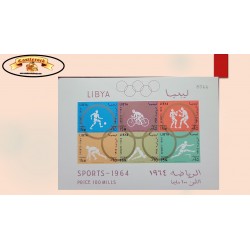 O) 1964 LIBYA, 18th OLYMPIC GAMES, TOKYO, SHOWN, BICYCLING, BOXING, SPRINTER, WOMAN DIVER, HURDLING, MNH