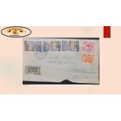 O) YUGOSLAVIA, FRONT LETTER, PLANE OVER DUBROVNIK 20d, ROMAN INSCRIPTION AT TOP, AGRICULTURE, CIRCULATED TO USA