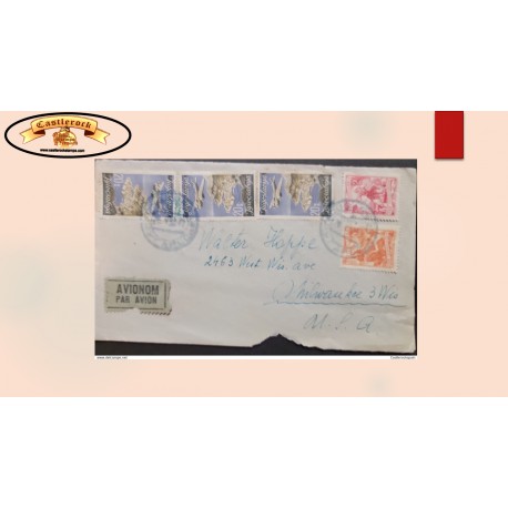 O) YUGOSLAVIA, FRONT LETTER, PLANE OVER DUBROVNIK 20d, ROMAN INSCRIPTION AT TOP, AGRICULTURE, CIRCULATED TO USA