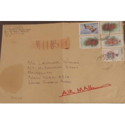 J) 1989 ST KITTIS, FISH, BIRD, MULTIPLE STAMPS, AIRMAIL, CIRCULATED COVER, FROM ST KITTIS TO NEW YORK