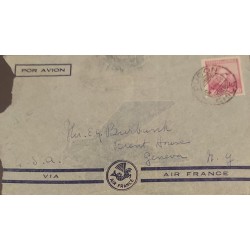 J) 1938 CHILE, ILLYSTRATED PEOPLE, AIRMAIL, CIRCULATED COVER, FROM CHILE TO GENEVA