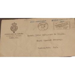 J) 1930 UNITED STATES, WITH SLOGAN CANCELLATION, AIRPLANE, SPANIS CONSULAR, AIRMAIL, CIRCULATED COVER, FROM USA TO WASHINGTON