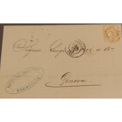 J) 1873 FRANCE, CERES, MATTEO DALLORSO FIGLI MARSIGLIA, CIRCULATED COVER, FROM FRANCE TO GENOVA
