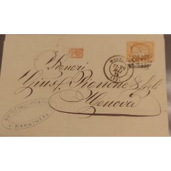 J) 1874 FRANCE, CERES, CIRCULATED COVER, FROM FRANCE TO GENOVA