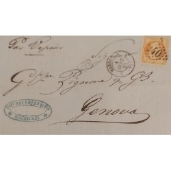 J) 1863 FRANCE, CERES, MATTEO DALLORSO FIGLI MARSIGLIA, CIRCULATED COVER, FROM FRANCE TO GENOVA