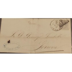 J) 1844 ITALY, LLOYD BARCELONES DE SEGUROS MARITIMOS, CIRCULATED COVER, FROM ITALY TO GENOVA