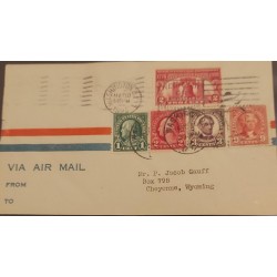 J) 1998 UNITED STATES, FRANKLIN, LINCOLN, BELL,MULTIPLE STAMPS, AIRMAIL, CIRCULATED COVER, FROM WASHINGTON