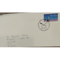 J) 1977 CANADA, EDIFICE, CIRCULATED COVER, FROM CANADA TO ENGLAND