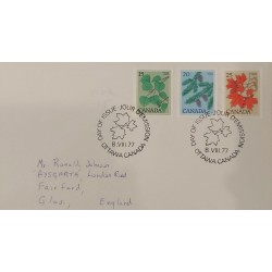 J) 1977 CANADA, PLANTS, MULTIPLE STAMPS CIRCULATED COVER, FROM CANADA TO ENGLAND